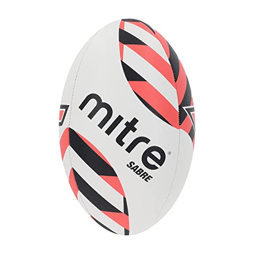 Mitre Rugbyball | extra starkes Futter | volles Gewicht | sehr beliebt, Weiß/Schwarz/Orange, 5 von Mitre