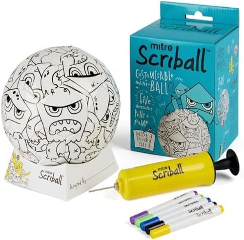Mitre Kinder Scriball Personalisierbarer Mini Fußball Mit Filzstiftsortiment, Zultz, One Size Mitre Kinder Scriball Personalisierbarer Mini Fußball Mit Filzstiftsortiment, Zultz, One Size von Mitre