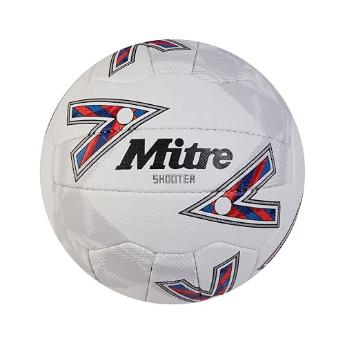 Mitre Shooter Fußball für Unisex Erwachsene, Weiß/Rot/Blau/Blau, 5 Mitre Shooter Fußball für Unisex Erwachsene, Weiß/Rot/Blau/Blau, 5 von Mitre