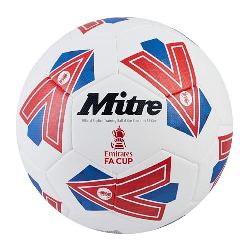 Mitre Training FA Cup Fußball | Hochleistungs-Trainingsball | sehr langlebiges Design, Ball, Weiß/Blau/Rot, 4 Mitre Training FA Cup Fußball | Hochleistungs-Trainingsball | sehr langlebiges Design, Ball, Weiß/Blau/Rot, 4 von Mitre