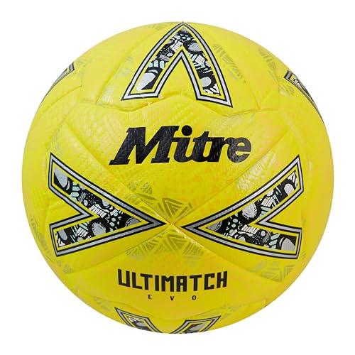 Mitre Ultimatch Evo 24 Fußball, Unisex-Erwachsene Fluo Yellow/Floodlight Yellow/Gritty Gold, 4 von Mitre