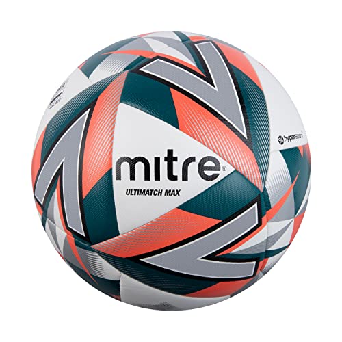 Mitre Ultimatch Fußball, verbesserte Kontrolle, zusätzliche Haltbarkeit, zusätzliche Genauigkeit, Ball, Weiß/Orange, 4 von Mitre