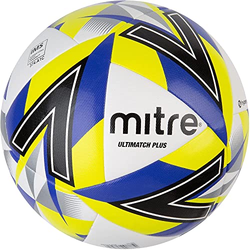 Mitre Ultimatch Fußball, verbesserte Kontrolle, zusätzliche Haltbarkeit, zusätzliche Genauigkeit, Ball, Weiß/Blau, 5 von Mitre