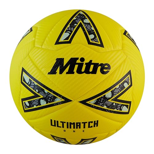 Mitre Ultimatch One 24 Fußball, Unisex, für Erwachsene, Fluo Gelb/Schwarz/Kreisgrau, 3 von Mitre