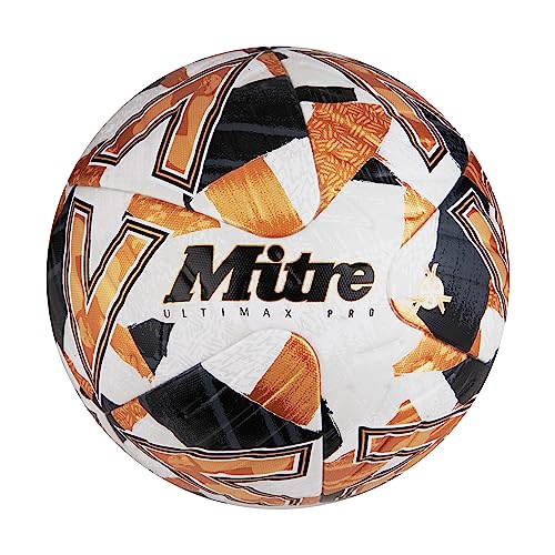 Mitre Ultimax Pro Fußball | Hyperseal-Konstruktion | professioneller Ball, Weiß/Gold/Schwarz, 5 Mitre Ultimax Pro Fußball | Hyperseal-Konstruktion | professioneller Ball, Weiß/Gold/Schwarz, 5 von Mitre