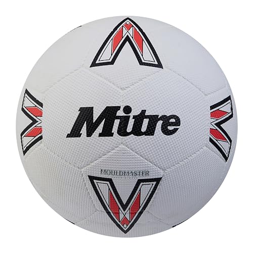 Mitre Unisex-Erwachsene Super Dimple 24 Fußball, Weiß/Schwarz/Lätzchen Rot, 5 von Mitre