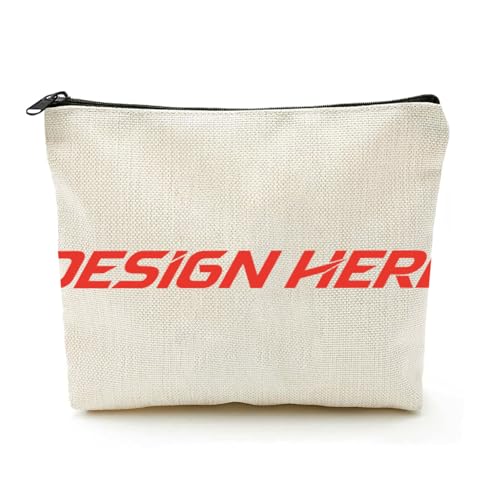 Personalisierte Make-up-Tasche mit großem Fassungsvermögen, Ihr Design für Frauen, tragbare Reise-Kulturbeutel, Organizer, beige, Einheitsgröße, Kosmetiktasche von Miujonvy