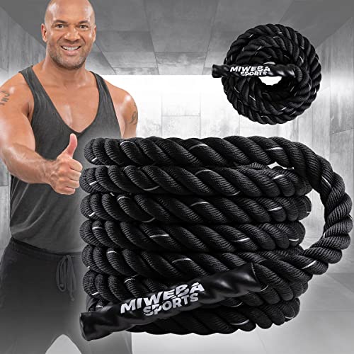 Miweba Sports Battle Rope BR-100 | 9m / 12m - Trainingsseil - Schlachtseil - Schwingseil - Fitnessseil - Battle Ropes - Fitness Seil - Schlagseil - Schwungseil - Sportseil - Indoor & Outdoor (12.0 m) von Miweba Sports