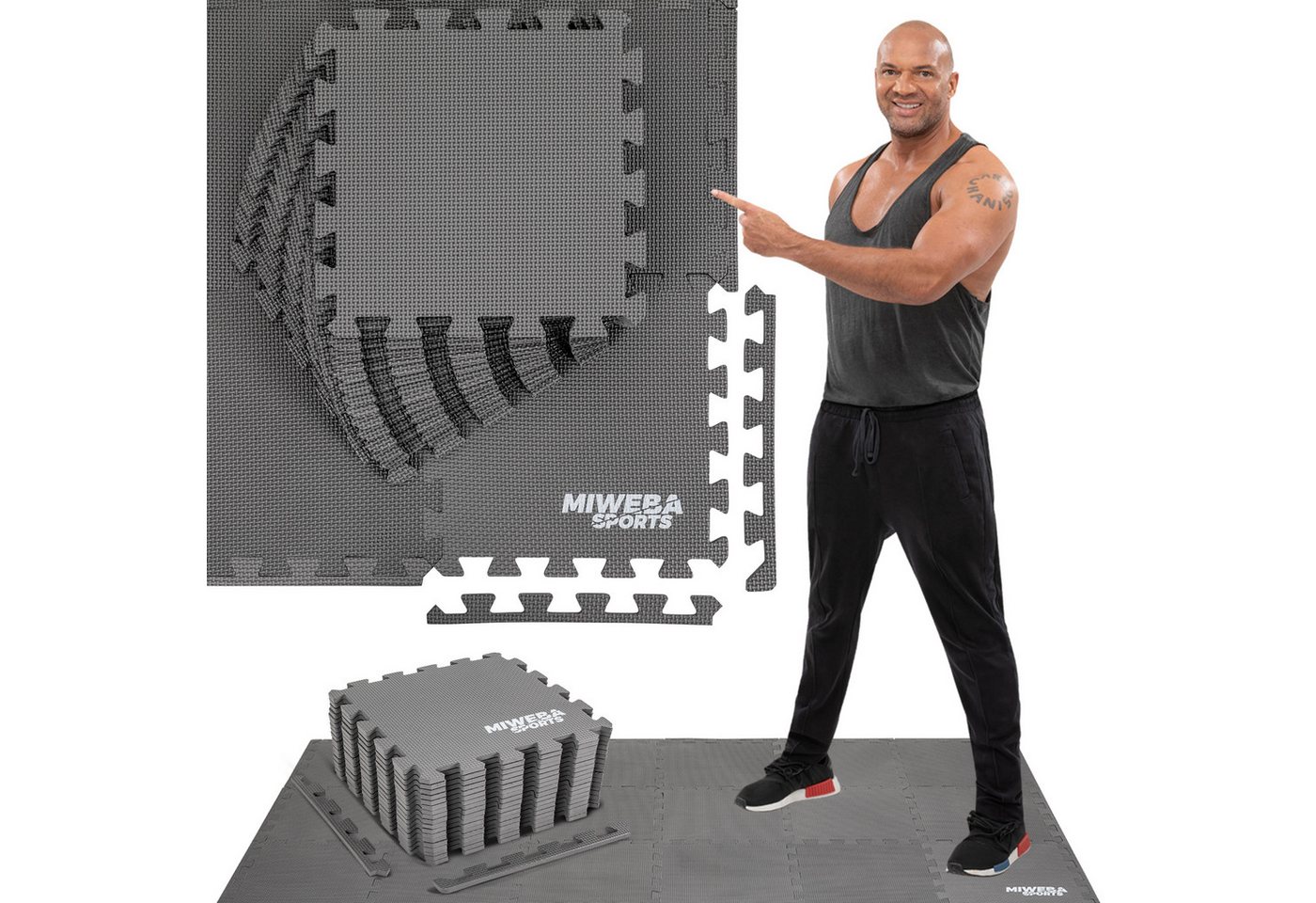 Miweba Sports Bodenschutzmatte BS100 - BS50 Puzzlematte - Premium Trainingsmatte für Fitnessgeräte, 18-St., Schutzmatte Fitnessmatte - 2 Farben - quadratisch Miweba Sports Bodenschutzmatte BS100 - BS50 Puzzlematte - Premium Trainingsmatte für Fitnessgeräte, 18-St., Schutzmatte Fitnessmatte - 2 Farben - quadratisch von Miweba Sports