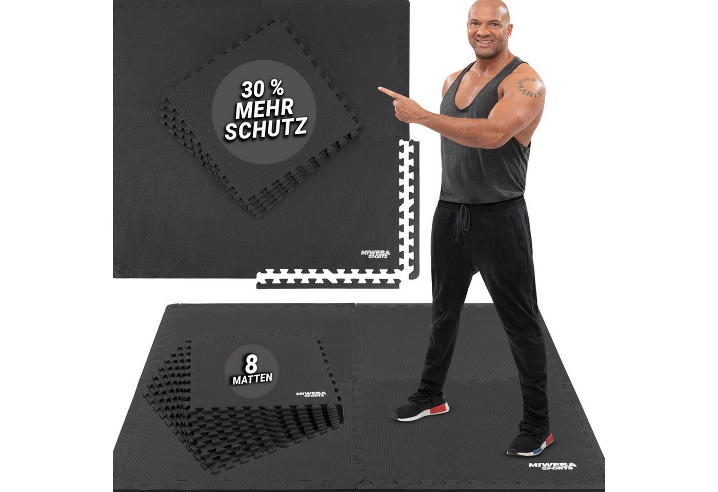 Miweba Sports Bodenschutzmatte BS100 - BS50 Puzzlematte - Premium Trainingsmatte für Fitnessgeräte, 24-St., Schutzmatte Fitnessmatte - 2 Farben - quadratisch Miweba Sports Bodenschutzmatte BS100 - BS50 Puzzlematte - Premium Trainingsmatte für Fitnessgeräte, 24-St., Schutzmatte Fitnessmatte - 2 Farben - quadratisch von Miweba Sports