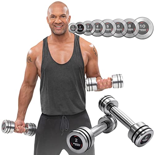 Miweba Sports Chrom Hanteln | 1,0-10kg - 𝐏𝐫𝐨𝐟𝐢 Hantel - Hantelset - Hantel Set - Kurzhanteln - Kurzhantel Set - Kurzhantelset - Ergonomischer Griff - Dumbbells (2X 2.0 kg) von Miweba Sports