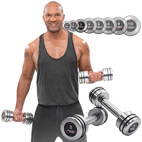 Miweba Sports Chrom Hanteln | 1,0-10kg - 𝐏𝐫𝐨𝐟𝐢 Hantel - Hantelset - Hantel Set - Kurzhanteln - Kurzhantel Set - Kurzhantelset - Ergonomischer Griff - Dumbbells (2X 3.0 kg) von Miweba Sports