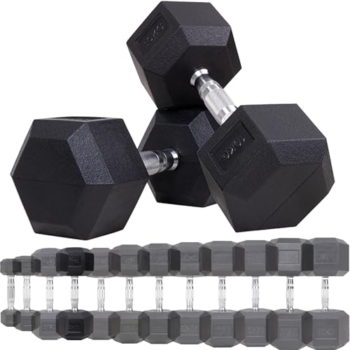 Miweba Sports Hexagon Hanteln HGH100 | 2,5-30kg - 𝐏𝐫𝐨𝐟𝐢 Hantel - Hantelset - Kurzhanteln - Gusseisen - Ergonomischer Griff - Einzelhantel - Hantel Set - Dumbbell (10.0 kg, Hantelpaar) von Miweba Sports