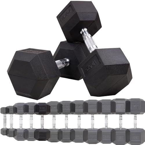 Miweba Sports Hexagon Hanteln HGH100 | 2,5-30kg - 𝐏𝐫𝐨𝐟𝐢 Hantel - Hantelset - Kurzhanteln - Gusseisen - Ergonomischer Griff - Einzelhantel - Hantel Set - Dumbbell (12.5 kg, Hantelpaar) von Miweba Sports