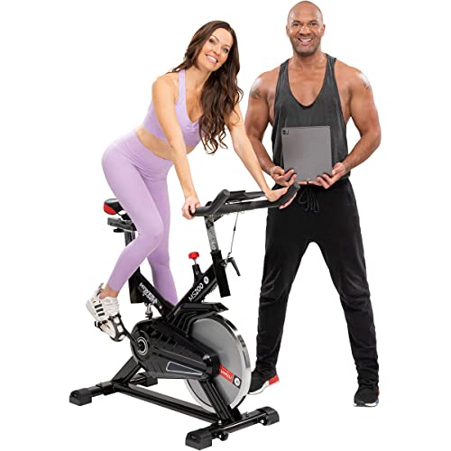 Miweba Sports Profi Indoor Cycling Bike MS200 | 13 Kg Schwungmasse - Traglast 100 Kg - Fitness Heimtrainer Fahrrad - Pulsmessung - Stufenfreie Widerstandsverstellung - Speedbike - Ergometer (Schwarz) von Miweba Sports