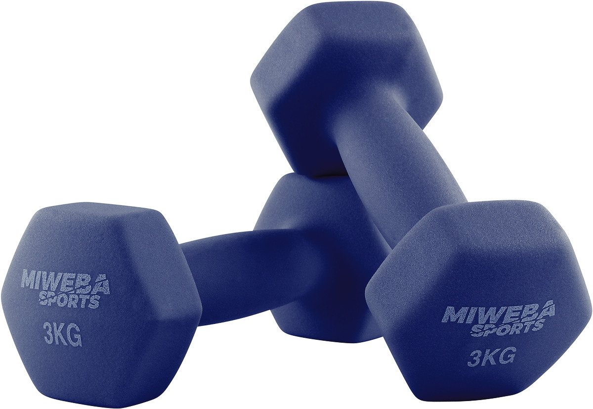 Miweba Sports Kurzhantel Gymnastikhanteln NKH100 - 9 Gewichtsklassen, (Anti-Rutsch-Oberfläche - Neopren - bodenschonend - Hexagon-Form - 8 Farben - Training - Krafttraining - Muskelaufbau - Fitness - Sport - Workout, 0,5 kg - 1 kg - 2 kg - 3 kg - 4 kg - 5 kg - 6 kg - 8 kg - 10 kg), Aerobic Hantel Set Kurzhantel Fitnesshanteln Gewichte von Miweba Sports