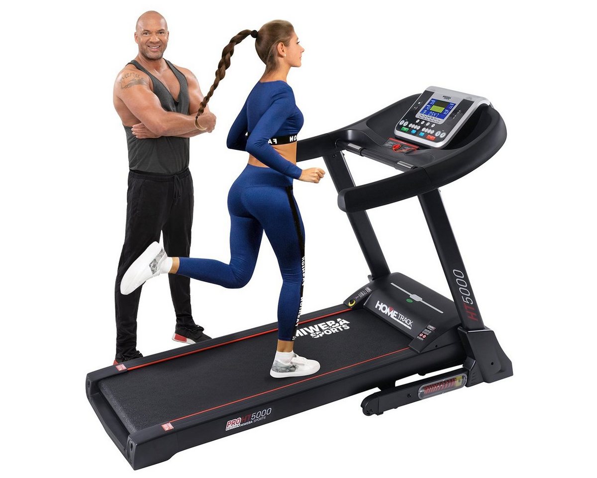 Miweba Sports Laufband Fitnessgerät Heimtrainer HT5000 klappbar - 18 km/h - 15 % Steigung (Treadmill, Trainingsgerät, Sportgerät, Speedrunner, 1-tlg., 2000 Watt, große Lauffläche, GFit-App, 12 Laufprogramme, Pulsmesser, LCD-Display, Safety-Key Klemme, Slow-Down Funktion, Start-Countdown, 150 kg max. Benutzergewicht, 1-18 km/h, 7 PS, Bluetooth, Dämpfungssystem), Fitnessgeräte Sportgeräte für Zuhause elektrisch von Miweba Sports