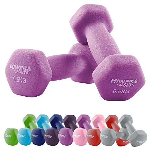 Miweba Sports Neopren Hantelset NKH100 | 𝐏𝐫𝐨𝐟𝐢 Hantel - Hexagon Hanteln Set - Kurzhanteln - Kurzhantel Set - Gymnastikhanteln - Hantel Set - Dumbbell - 0,5-10 Kg (2X 0.5 kg, Pink) von Miweba Sports
