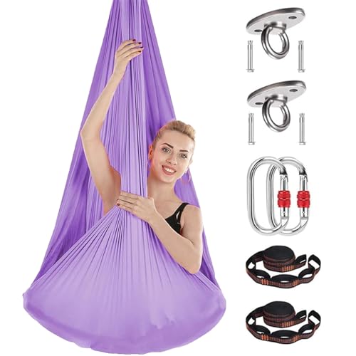 Mixtric Aerial Yoga Hängematte, Swing Pods, Strapazierfähiges Stretchgewebe, Unverzichtbares Accessoire, Für Fitnesstraining, Für Aerial Yoga Enthusiasten,02,5 * 2.8m von Mixtric