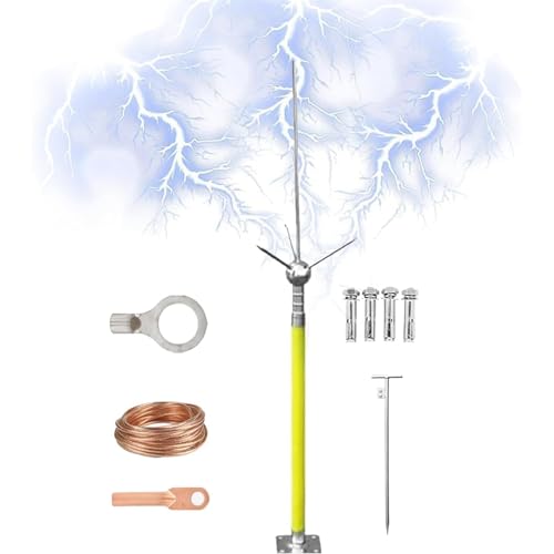 Mixtric Blitzableiter, Dach-Blitzableiter, Isolierter Blitzableiter-Bausatz, Haus-Blitzschutzsystem, Abnehmbare Blitz Schutzausrüstung,Silber,10m Mixtric Blitzableiter, Dach-Blitzableiter, Isolierter Blitzableiter-Bausatz, Haus-Blitzschutzsystem, Abnehmbare Blitz Schutzausrüstung,Silber,10m von Mixtric