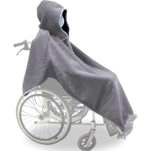 Mixtric Dicke, Warme Winterdecke Für Rollstühle, Rollstuhl-Kapuzen Poncho Mit Reißverschluss, Für Ältere, Behinderte Menschen, Warmer Ganzkörperüberzug,Grau von Mixtric