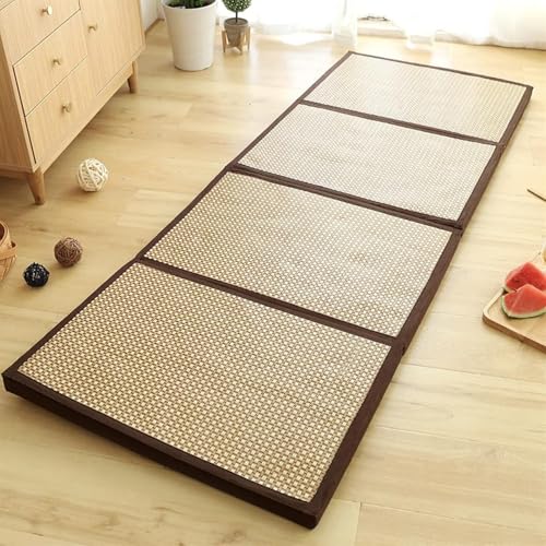 Mixtric Faltbare Tatami-Matte, Futon-Bodenunterlage Aus Natürlichem Rattan Gras, Schlafmatratze in Voller Größe, Für Flächenteppich, Meditation, Yoga, Zen,Light,65x180cm von Mixtric