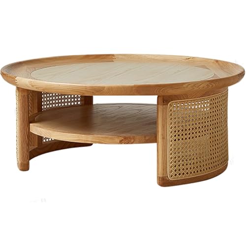 Mixtric Garten-Loungetisch, Wohnzimmer-Esstisch, Kreativer Couchtisch Aus Massivholz-Rattan, Handpoliert, Strukturell Solide, Für Vielfältige Anwendungen,03,80cm von Mixtric