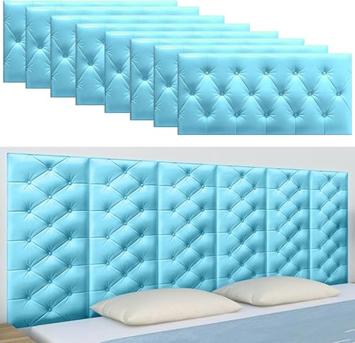 Mixtric Gepolsterte Wandpaneele, Selbstklebende Weiche Wandpaneele, Bank/Sitz Für Wohnzimmer Wand, 3D-Antikollisions-Wandpolster Für Kinder, Für Kinderzimmer,Blau von Mixtric