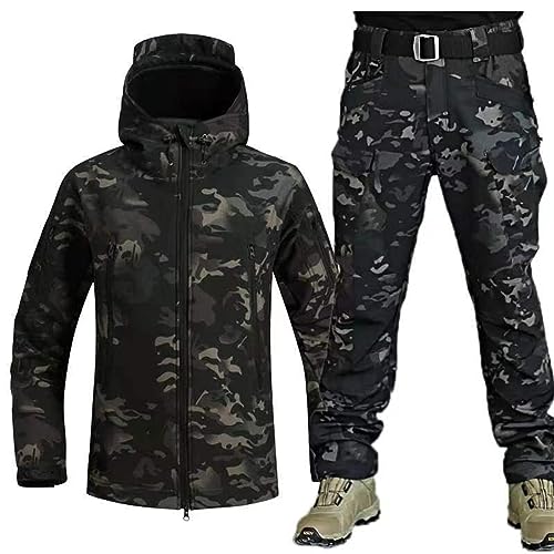 Mixtric Militärische Softshell-Anzüge, wasserdichte Tarnuniform, Taktische Jacke Und Hose Für Herren, wasserdichte Armee-Kampfanzug-Sets, Für Arbeit, Freizeit, Alltag,Camouflage c,L Mixtric Militärische Softshell-Anzüge, wasserdichte Tarnuniform, Taktische Jacke Und Hose Für Herren, wasserdichte Armee-Kampfanzug-Sets, Für Arbeit, Freizeit, Alltag,Camouflage c,L von Mixtric