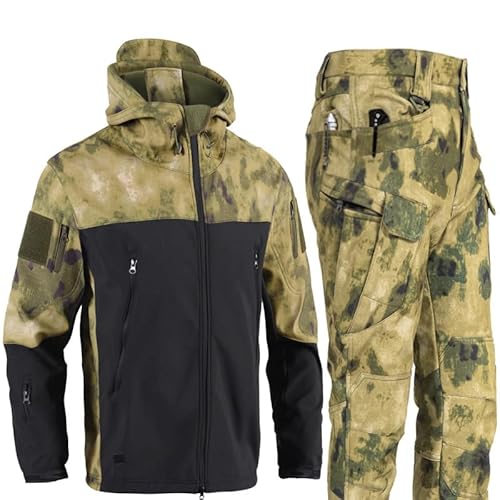 Mixtric Militärische Softshell-Overalls, wasserdichte Armee-Kampfanzug-Sets, Taktische Jacke Und Hose Für Herren, wasserdichte Tarnuniform, Trainings-Kampfoutfit,01,XL von Mixtric