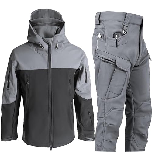 Mixtric Militärische Softshell-Overalls, wasserdichte Armee-Kampfanzug-Sets, Taktische Jacke Und Hose Für Herren, wasserdichte Tarnuniform, Trainings-Kampfoutfit,02,L von Mixtric