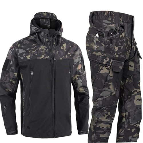 Mixtric Militärische Softshell-Overalls, wasserdichte Armee-Kampfanzug-Sets, Taktische Jacke Und Hose Für Herren, wasserdichte Tarnuniform, Trainings-Kampfoutfit,03,4XL von Mixtric