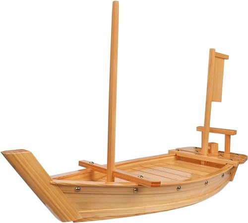 Mixtric Serviertablett Aus Holz in Form Eines Sushi-Boots, Großer Sushi-Boot-Teller Für Sashimi-Brett-Meeresfrüchte-Party, Ideal Für Sushi-Restaurant Oder Zuhause,A,90X32cm von Mixtric