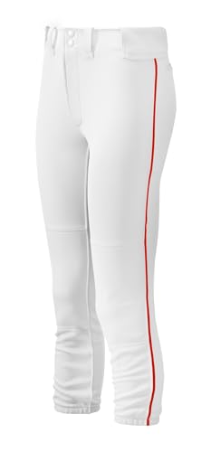 Mizuno Damen Gürtel Select Paspel Hose, Damen, 350314.0010.05.M, weiß/rot, M von Mizuno