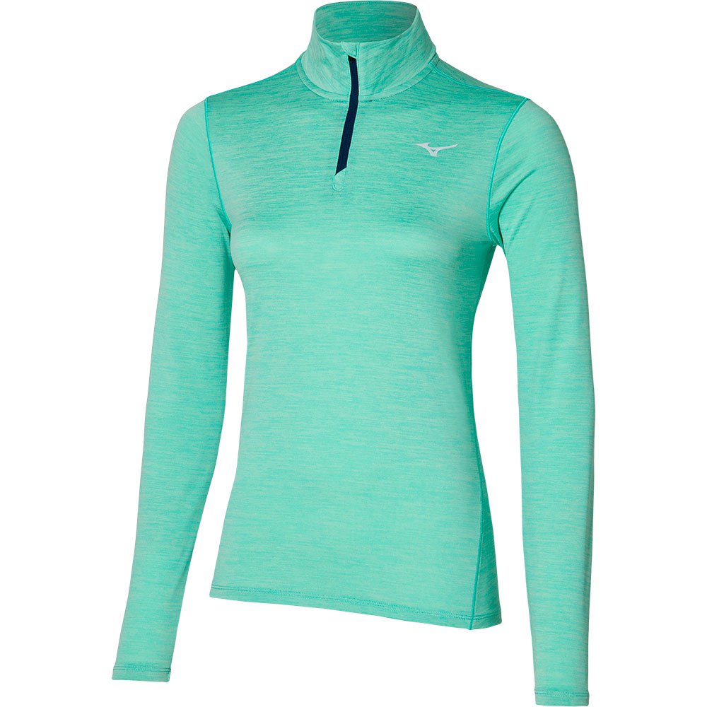 Mizuno Impulse Core Half Zip Long Sleeve T-shirt Grün L Frau von Mizuno