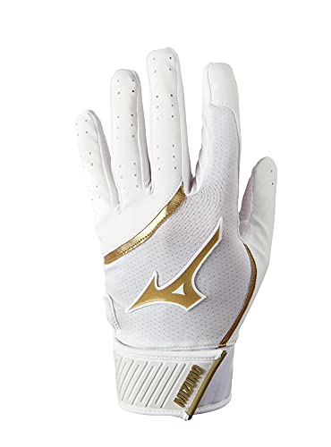 Mizuno MVP Baseball-Schlaghandschuh für Erwachsene, Weißgold, Größe L von Mizuno