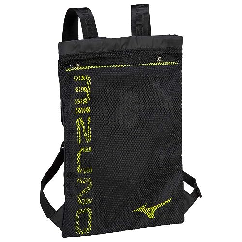 Mizuno Mesh Drawbag Sporttasche, Schwarz/Gelb (Mehrfarbig), Einheitsgröße von Mizuno