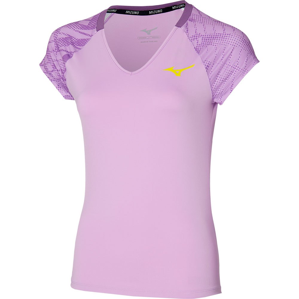 Mizuno Mugen Printed Short Sleeve T-shirt Lila L Frau von Mizuno