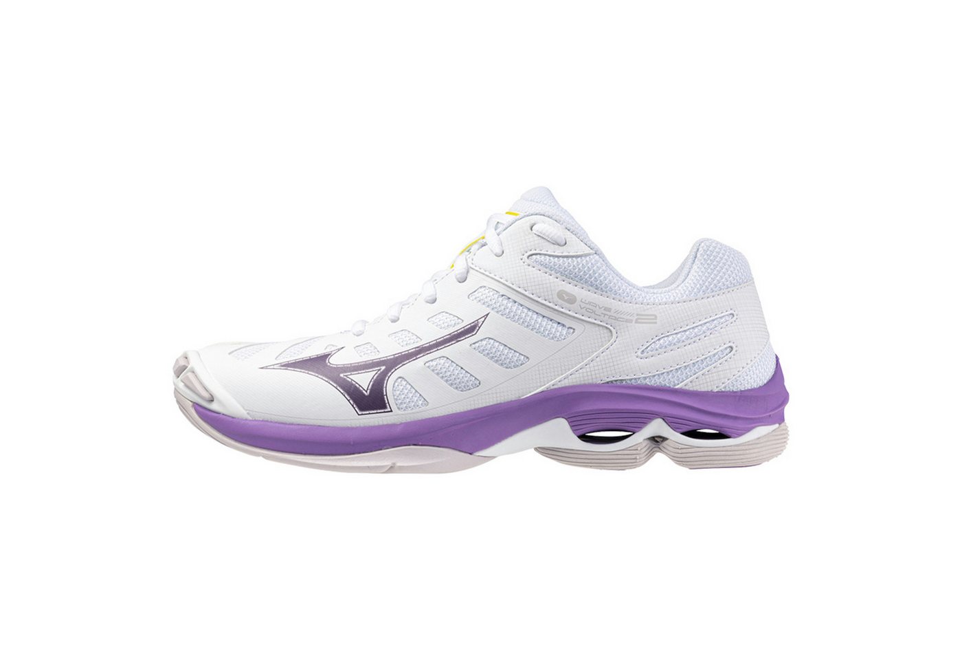 Mizuno WAVE VOLTAGE 2 - Damen Volleyballschuh - White/patrician purple/quince Hallenschuh Mizuno WAVE VOLTAGE 2 - Damen Volleyballschuh - White/patrician purple/quince Hallenschuh von Mizuno