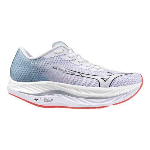 Mizuno Damen Wave Rebellion Flash 2 Laufschuhe Wettkampfschuh White/Black/Gray Mist - Weiß 38,5 von Mizuno