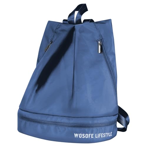 Turnbeutel, große Schuhtaschen mit Fächern, wasserdichter Rucksack mit Reißverschluss außen, für Sport, Urlaub, Outdoor-Sporttasche, Marineblau von Mjaie