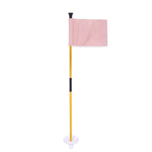 Mkcavne Rosa Golf-Grünflagge, Abnehmbarer Fahnenmast mit Abschnitten, Leicht zu Tragender Lochbecher für Grüne Zielflagge von Mkcavne