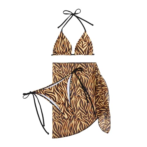 Mllepjdh 3-teiliges Damen-Bikinis-Set mit Strand-Wickel-Sarong-Überzug, Ober- und Unterteil, Bikinis, Badebekleidung von Mllepjdh
