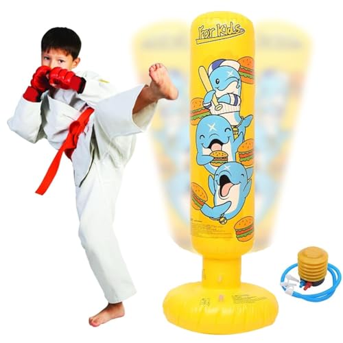 Aufblasbarer Boxsack for Kinder, Boxsack Karate Geschenke for Jungen und Mädchen, Kinder-Boxset for Üben von Karate, Kinder-Boxset for Üben von Karate, Taekwondo(Yellow) von Mlthcig