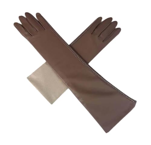 Damen Handschuhe Mit Langen Armärmeln Modische Schaffell Lederhandschuhe Warme Und Dicke Schwarze Fahrhandschuhe Khaki 6 .5 von Mnjyihy
