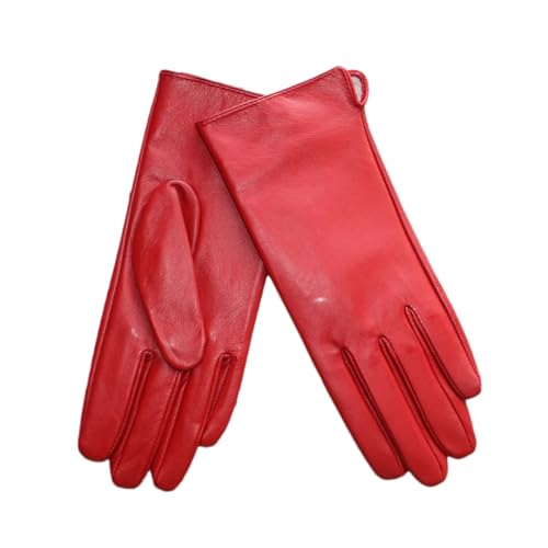 Mnjyihy Damen Handschuhe Aus Schaffell Einzelnes Leder Dünn Ungefüttert Klassisch Solide Vielseitige Fahrhandschuhe Red 7.5 von Mnjyihy