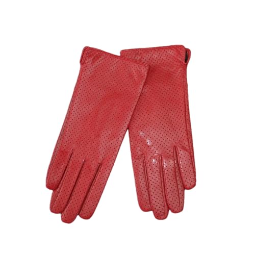 Mnjyihy Damen Handschuhe Aus Schaffell Modisch Vollmaschig Kühl Atmungsaktiv Seidenfutter Leder Fahrhandschuhe Red 7 von Mnjyihy