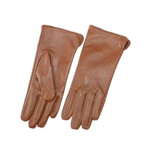 Mnjyihy Damen Handschuhe Aus Schaffell Modisch Vollmaschig Kühl Atmungsaktiv Seidenfutter Leder Fahrhandschuhe yellow brown 8.5 von Mnjyihy