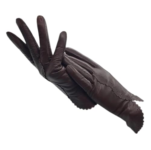 Mnjyihy Damen Winter Handschuhe Aus Schaffell Leder Braun Bequeme Fahrhandschuhe Mit Weichem Wollfutter Brown 7 von Mnjyihy