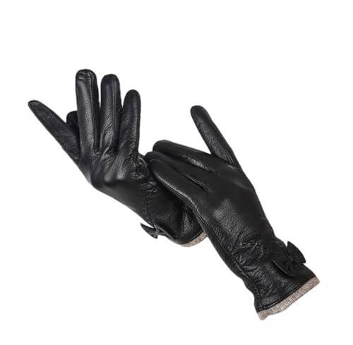 Mnjyihy Frauen Schaffell Echtes Leder Handschuhe Winter Outdoor Warme Handschuhe Motorrad Fahren Handschuhe Black 9 von Mnjyihy